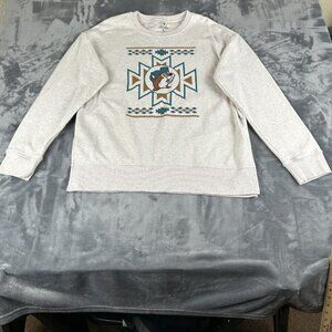 Buc-ees Womens Beaver Logo Southwestern Pullover Crewneck Sweatshirt Size Large
